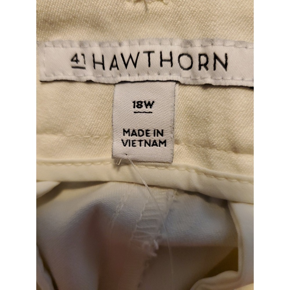41 Hawthorn Becca Straight Leg Pants Womens 18W Ivory Cotton Blend Stretch NWT